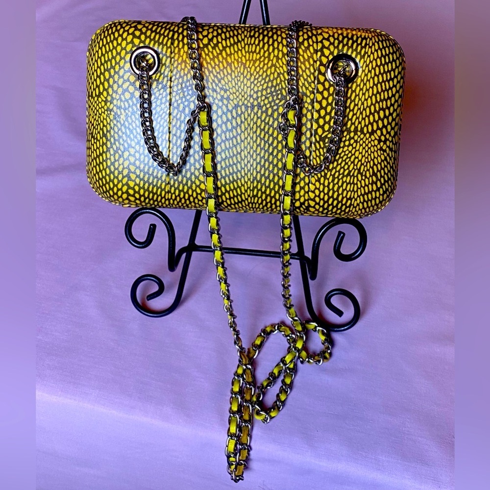 BCBG MaxAzria Chloe Sunflower Snakeprint Box Purse - Picture 13 of 13
